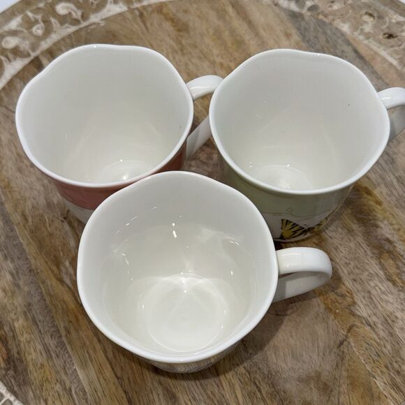 Lenox Butterfly Meadow 3 Piece Mug Set Boho Cottage French Country Pink Blue - Picture 2 of 5